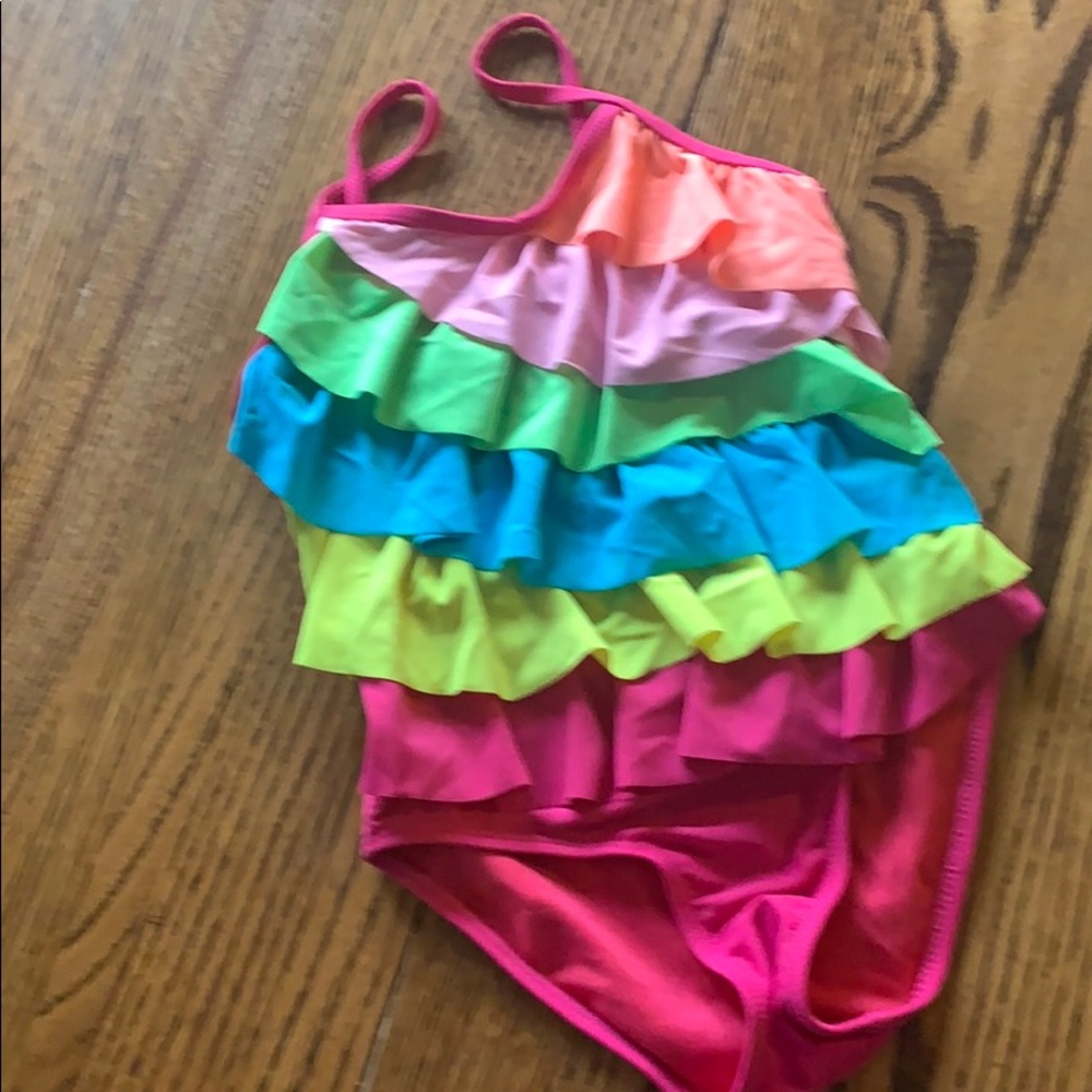5 for $25 bundle option! 
Ruffle rainbow swimsuit